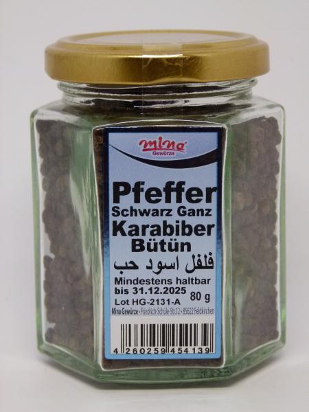 Mina Pfeffer schwarz ganz, Nettogewicht 80g